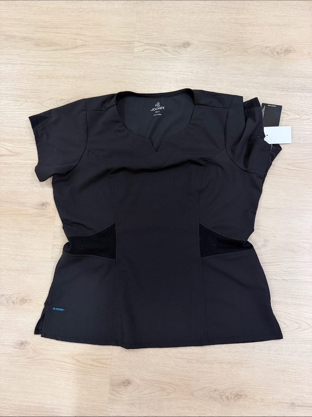 New Jockey Large Black Short-Sleeve V-Neck Scrub Top